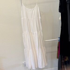 JCrew white bow back tiered maxi dress